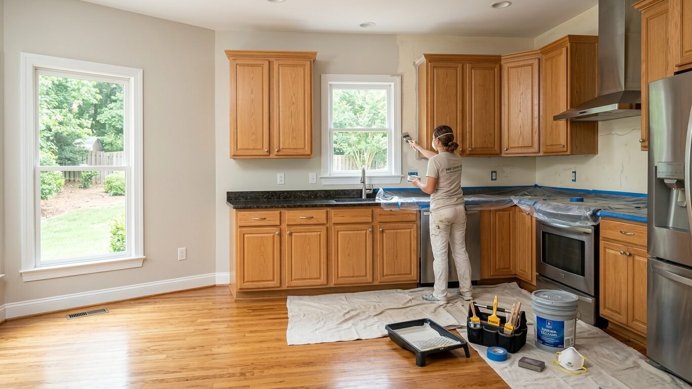 Skilled painters providing interior painting for residential homes in Kennesaw, GA.