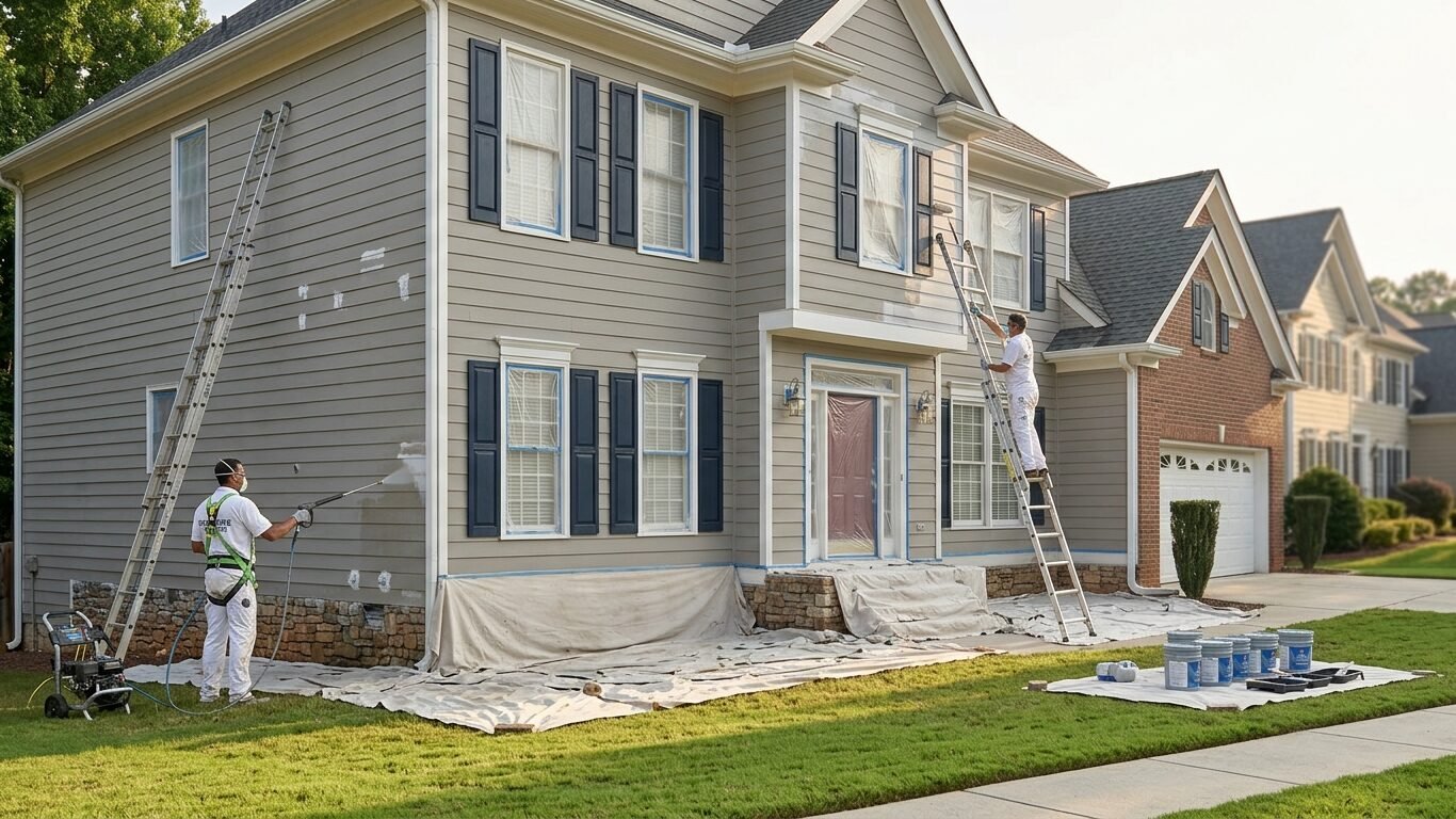 Exterior painting services Kennesaw GA with professional home surface preparation