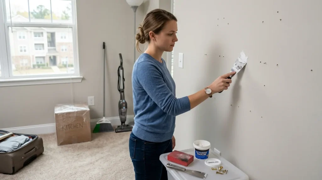 Moving Out of an Apartment in Snellville, GA with small wall holes being repaired